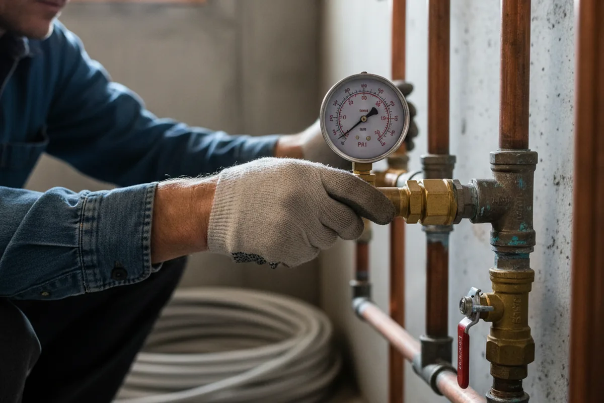 Pressure testing a repaired line during Water Line Repair in Hanover